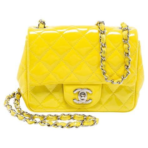 chanel patent yellow mini